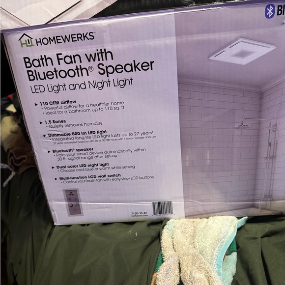 Bath Fan with Bluetooth Speaker - White
